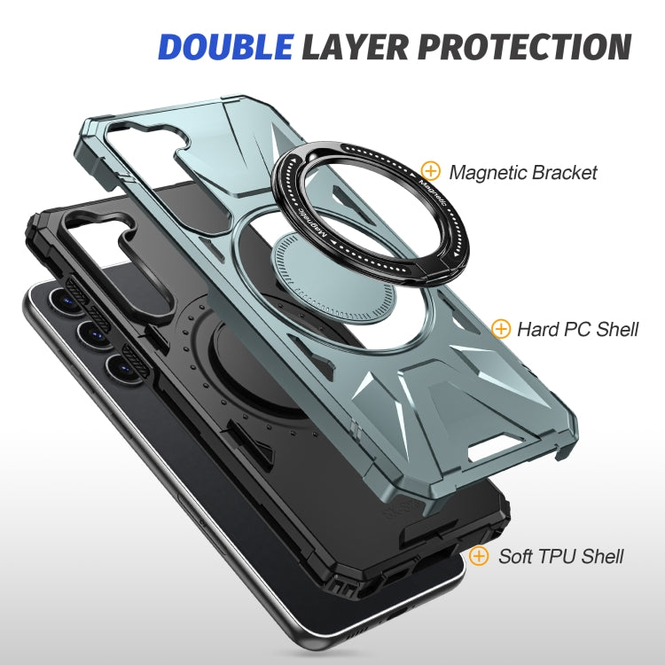 For Samsung Galaxy S25+ 5G MagSafe Magnetic Shockproof Phone Case with Ring Holder(Green) - free shipping - PMC Jewellery - Order now!
