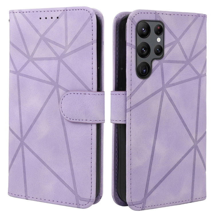 For Samsung Galaxy S25 Ultra 5G Skin Feel Geometric Lines Leather Phone Case(Purple) - Galaxy S25 Ultra 5G Cases by PMC Jewellery | Online Shopping South Africa | PMC Jewellery | Buy Now Pay Later Mobicred