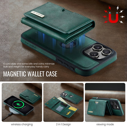 For iPhone 16 Pro Max DG.MING M6 Series RFID Tri-fold Card Bag Removable Leather Phone Case(Green) - iPhone 16 Pro Max Cases by DG.MING | Online Shopping South Africa | PMC Jewellery | Buy Now Pay Later Mobicred