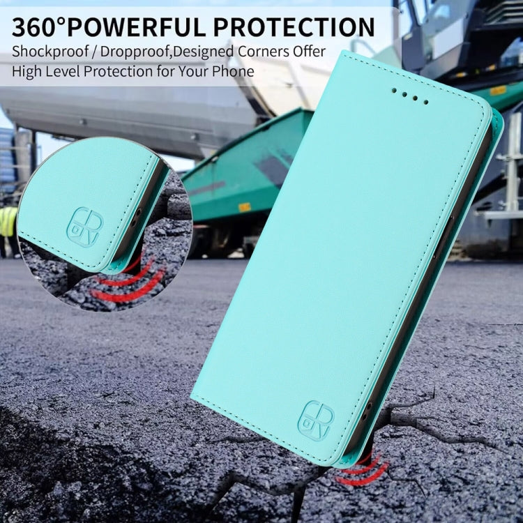 For Honor Magic6 Pro Global RC01 Dual-Folded Magnetic Suction RFID Leather Phone Case(Mint Green) - Honor Cases by PMC Jewellery | Online Shopping South Africa | PMC Jewellery | Buy Now Pay Later Mobicred