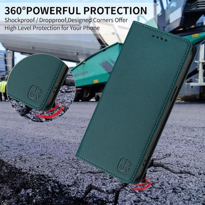 For Honor Magic6 Pro Global RC01 Dual-Folded Magnetic Suction RFID Leather Phone Case(Dark Green) - Honor Cases by PMC Jewellery | Online Shopping South Africa | PMC Jewellery | Buy Now Pay Later Mobicred