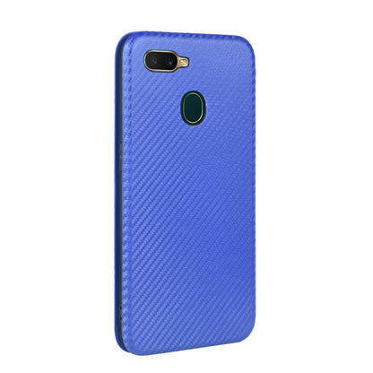 For OPPO A7(AX7) / A5s / AX5s / A12 Carbon Fiber Texture Horizontal Flip TPU + PC + PU Leather Case with Card Slot(Blue) - OPPO Cases by PMC Jewellery | Online Shopping South Africa | PMC Jewellery