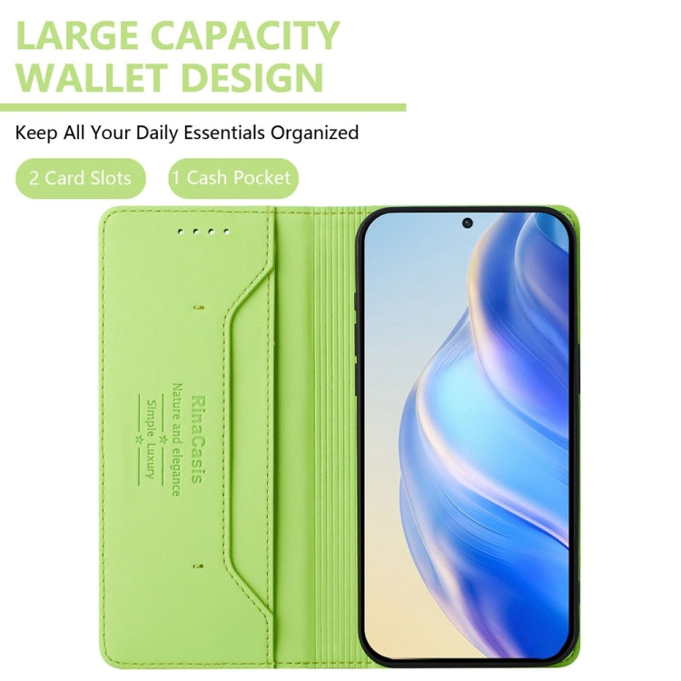 For Huawei Pura 70 RC01 Dual-Folded Magnetic Suction RFID Leather Phone Case(Grass Green) - Huawei Cases by PMC Jewellery | Online Shopping South Africa | PMC Jewellery | Buy Now Pay Later Mobicred