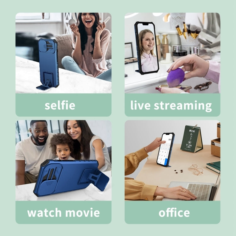 For Samsung Galaxy S25 5G Stereoscopic Holder Sliding Camshield Phone Case(Blue) - Galaxy S25 5G Cases by PMC Jewellery | Online Shopping South Africa | PMC Jewellery | Buy Now Pay Later Mobicred