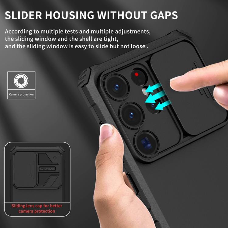 For Samsung Galaxy S25 Ultra 5G Stereoscopic Holder Sliding Camshield Phone Case(Black) - Galaxy S25 Ultra 5G Cases by PMC Jewellery | Online Shopping South Africa | PMC Jewellery | Buy Now Pay Later Mobicred