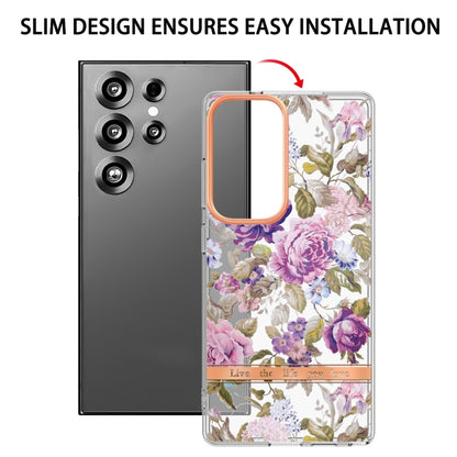 For Samsung Galaxy S25 Ultra 5G Flowers and Plants Series IMD TPU Phone Case(Purple Peony) - Galaxy S25 Ultra 5G Cases by PMC Jewellery | Online Shopping South Africa | PMC Jewellery | Buy Now Pay Later Mobicred