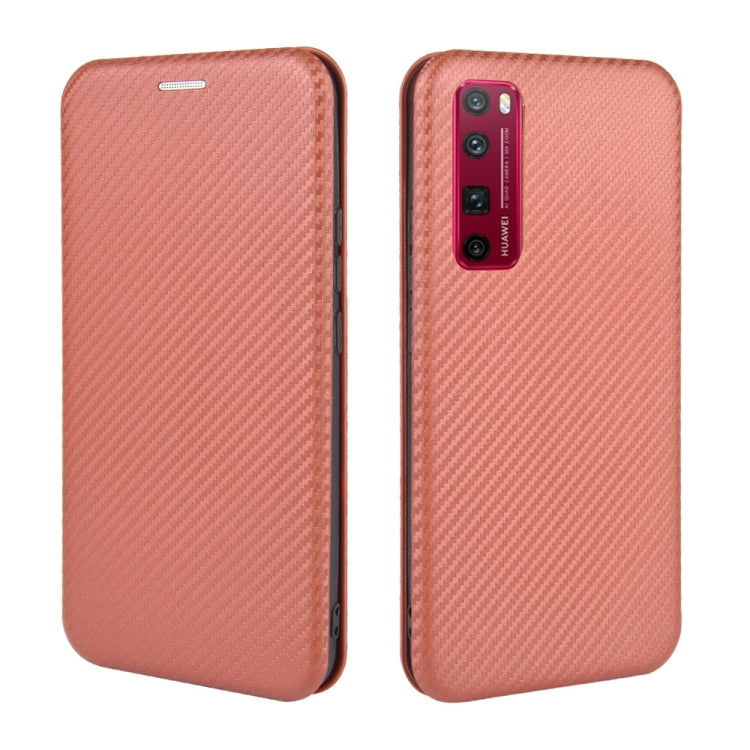 For Huawei nova 7 Pro 5G Carbon Fiber Texture Horizontal Flip TPU + PC + PU Leather Case with Card Slot(Brown) - Huawei Cases by PMC Jewellery | Online Shopping South Africa | PMC Jewellery