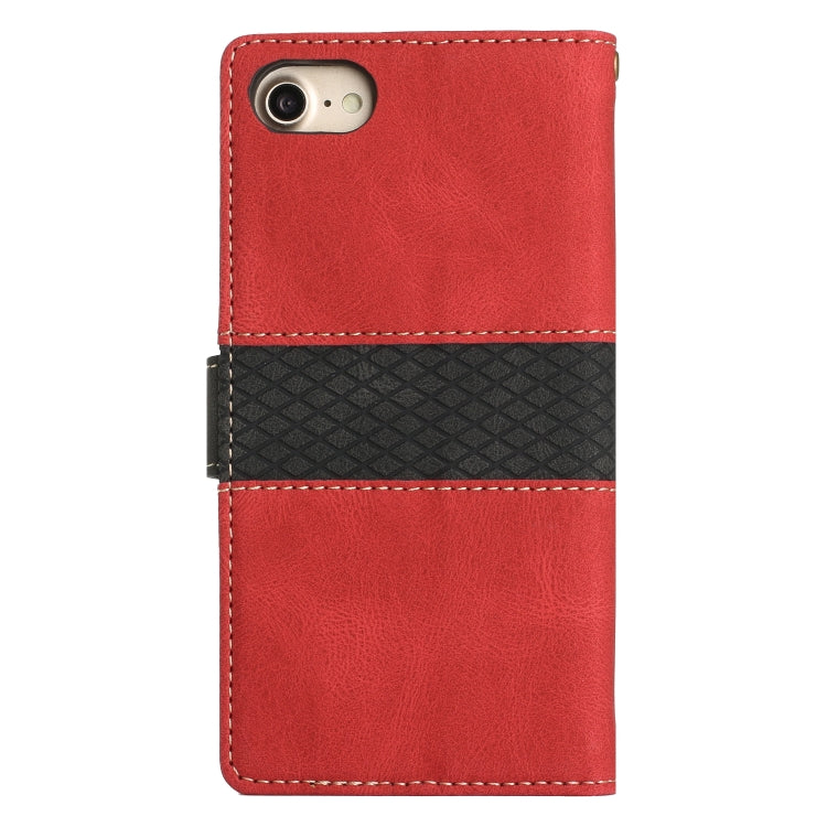 For iPhone 16e Grid Stitching Leather Phone Case with Lanyard(Red) - free shipping - PMC TechLife - Order now!
