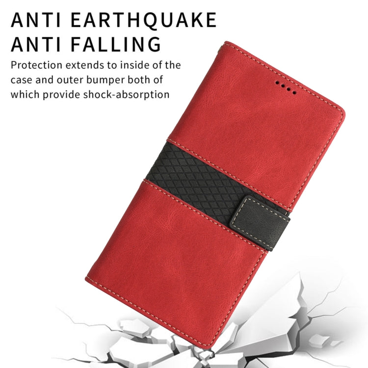 For iPhone 16e Grid Stitching Leather Phone Case with Lanyard(Red) - free shipping - PMC TechLife - Order now!