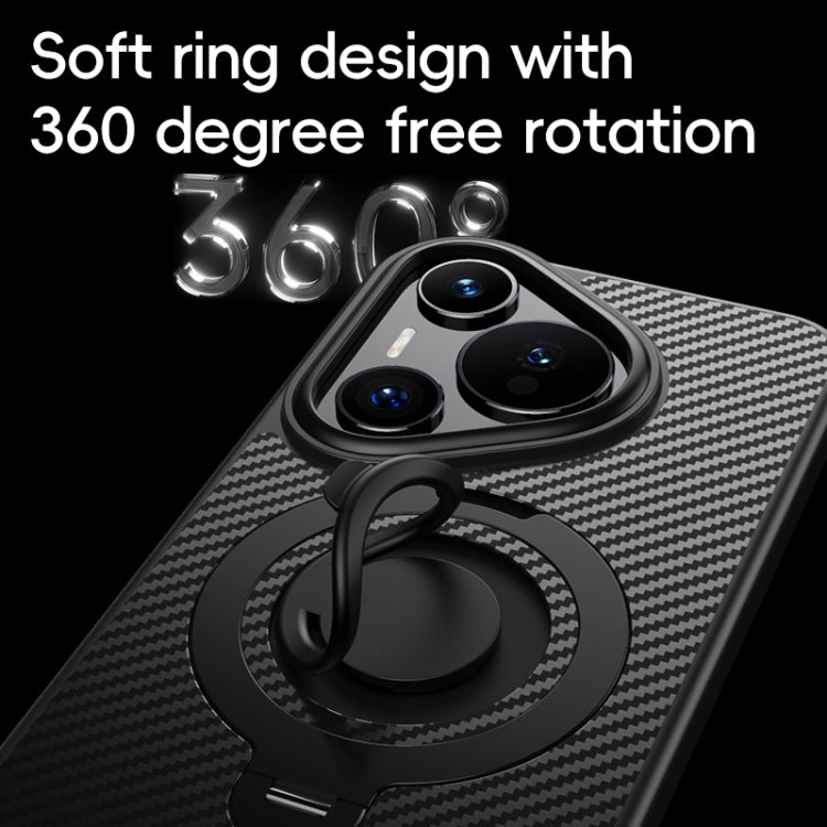 For Huawei Pura 70 Pro / 70 Pro+ Carbon Fiber MagSafe Phone Case with 360 Degree Rotating Holder(Black Grey) - Huawei Cases by PMC Jewellery | Online Shopping South Africa | PMC Jewellery | Buy Now Pay Later Mobicred