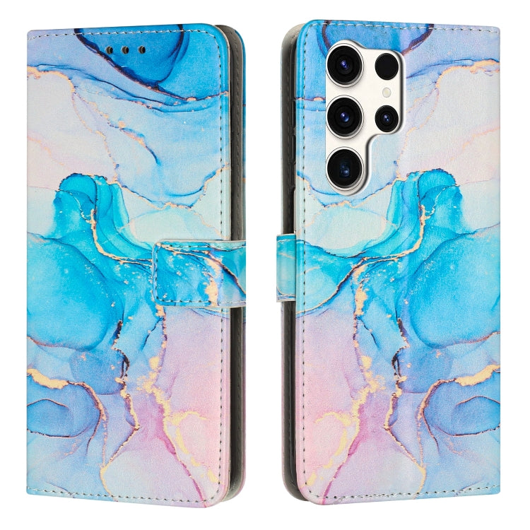 For Samsung Galaxy S25 Ultra 5G Painted Marble Pattern Leather Phone Case(Pink Green) - Galaxy S25 Ultra 5G Cases by PMC Jewellery | Online Shopping South Africa | PMC Jewellery | Buy Now Pay Later Mobicred