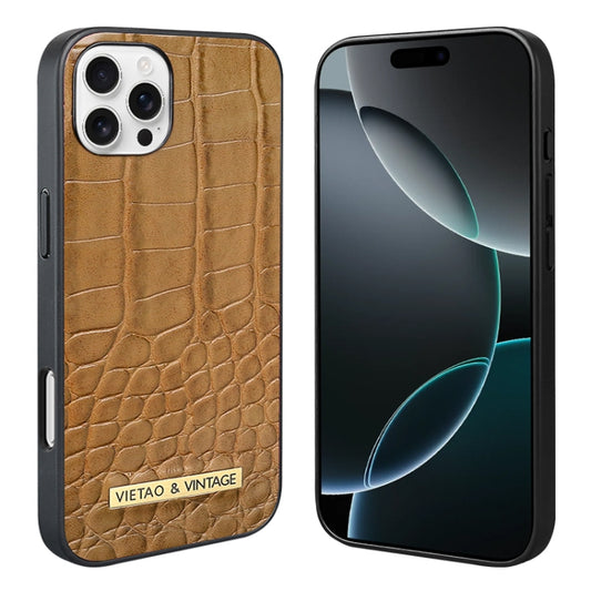 For iPhone 16 Pro Max VIETAO Alligator Texture PU Phone Case(Brown) - iPhone 16 Pro Max Cases by VIETAO | Online Shopping South Africa | PMC Jewellery | Buy Now Pay Later Mobicred