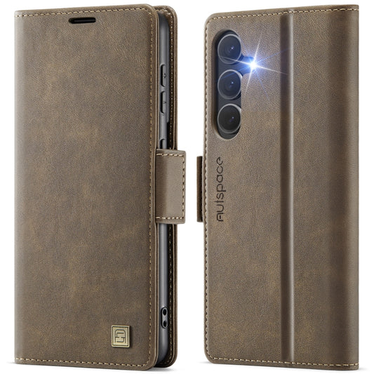 For Samsung Galaxy S25 5G AutSpace A11 Side Buckle MagSafe Magnetic RFID Phone Leather Case(Coffee) - Galaxy S25 5G Cases by AutSpace | Online Shopping South Africa | PMC Jewellery | Buy Now Pay Later Mobicred