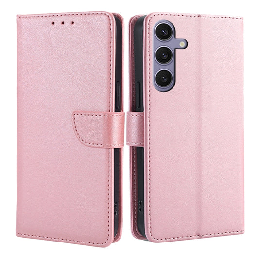 For Samsung Galaxy S25+ 5G Calf Texture Buckle Flip Leather Phone Case(Rose Gold) - Galaxy S25+ 5G Cases by PMC Jewellery | Online Shopping South Africa | PMC Jewellery | Buy Now Pay Later Mobicred