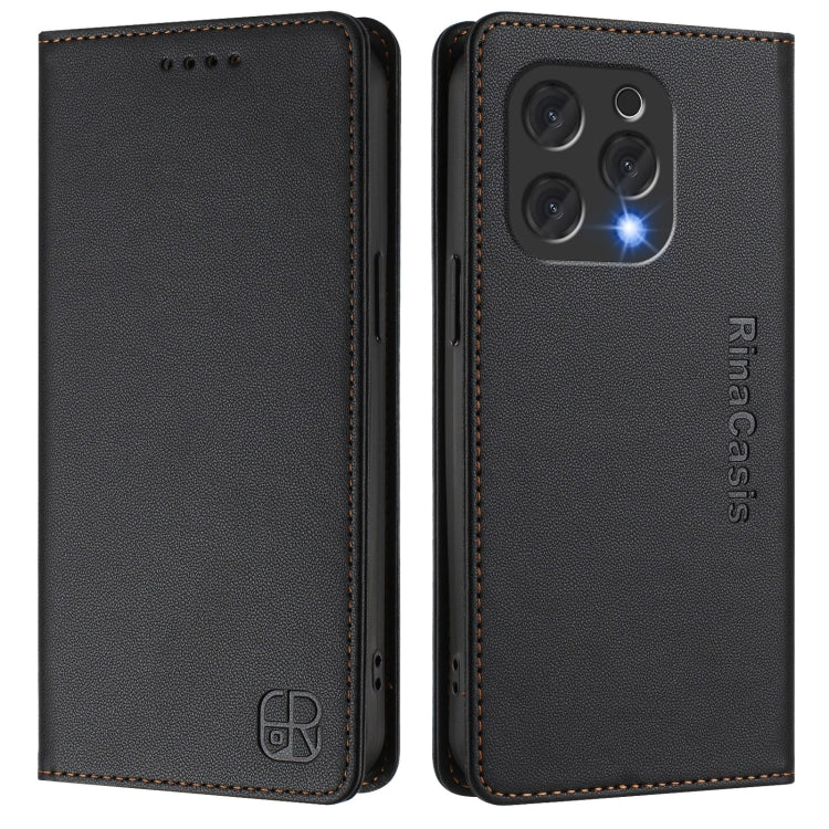 For DOOGEE N55 Plus RC01 Dual-Folded Magnetic Suction RFID Leather Phone Case(Black) - Doogee Cases by PMC TechLife | Online Shopping South Africa | PMC TechLife | Buy Now Pay Later Mobicred