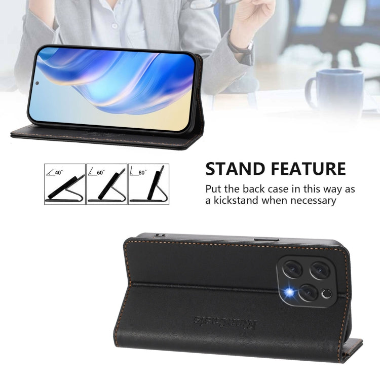 For DOOGEE N55 Plus RC01 Dual-Folded Magnetic Suction RFID Leather Phone Case(Black) - Doogee Cases by PMC TechLife | Online Shopping South Africa | PMC TechLife | Buy Now Pay Later Mobicred