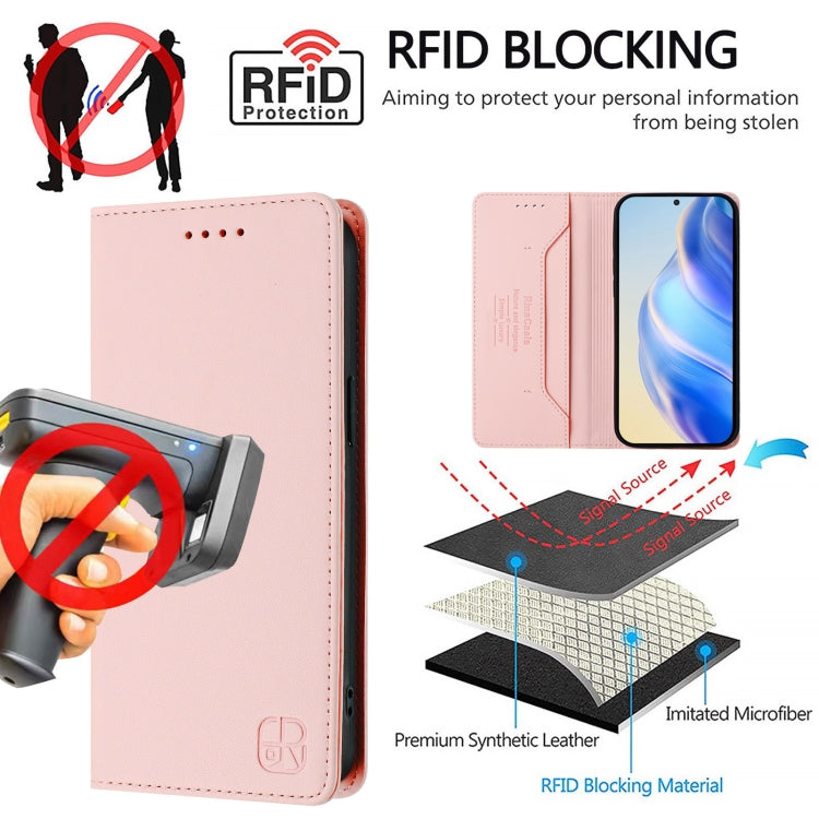 For Ulefone Note 16 Pro RC01 Dual-Folded Magnetic Suction RFID Leather Phone Case(Pink) - free shipping - PMC TechLife - Order now!