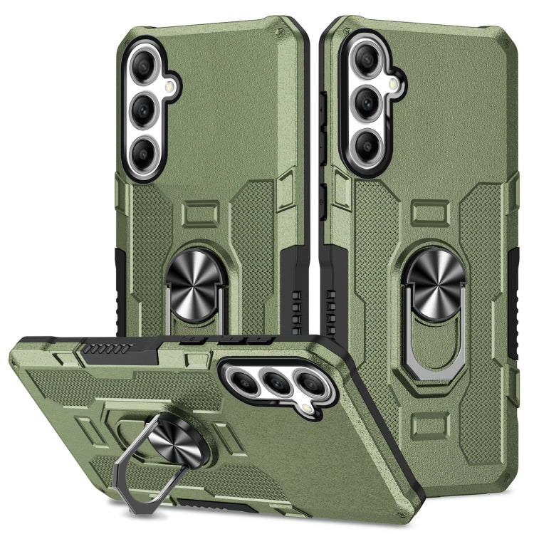 For Samsung Galaxy S25 5G Ring Holder Armor Hybrid Phone Case(Green) - Galaxy S25 5G Cases by PMC Jewellery | Online Shopping South Africa | PMC Jewellery | Buy Now Pay Later Mobicred