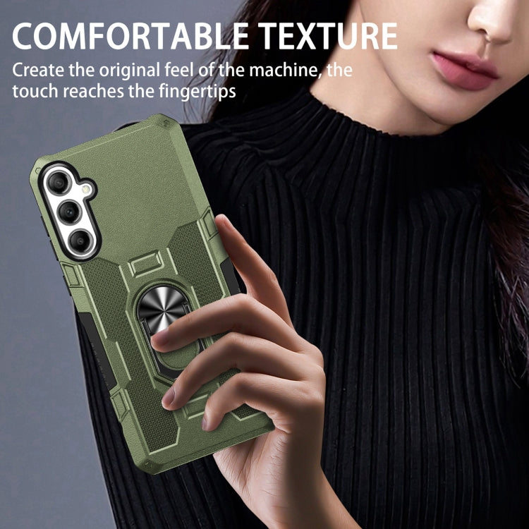 For Samsung Galaxy S25 5G Ring Holder Armor Hybrid Phone Case(Green) - Galaxy S25 5G Cases by PMC Jewellery | Online Shopping South Africa | PMC Jewellery | Buy Now Pay Later Mobicred