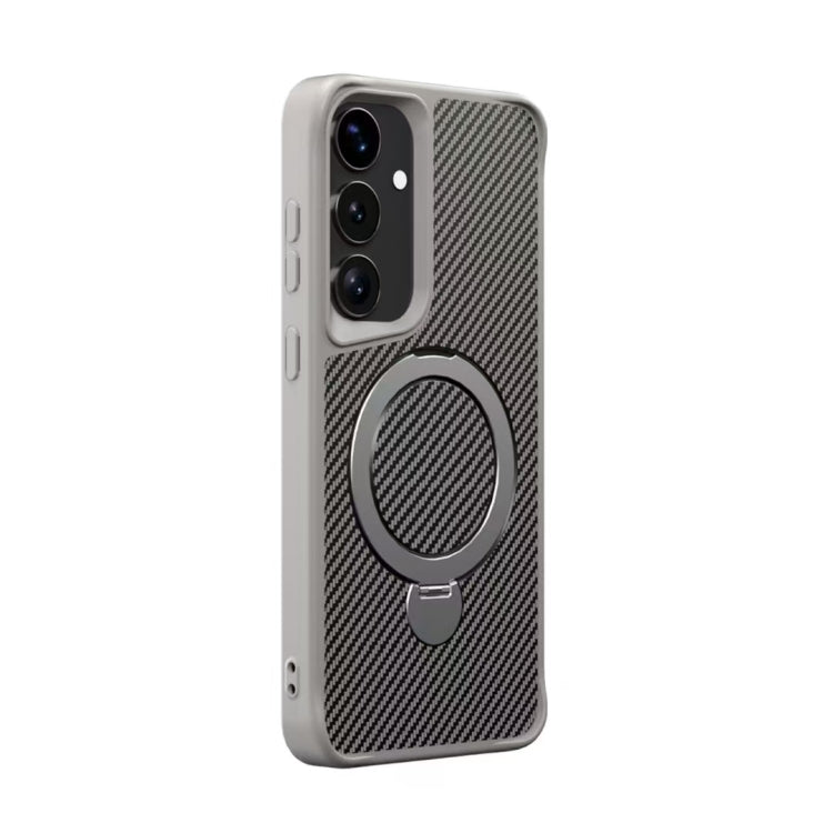 For Samsung Galaxy S25 / S24 5G Carbon Fiber Texture 360 MagSafe Holder Phone Case(Titanium Gray) - Galaxy S25 5G Cases by PMC Jewellery | Online Shopping South Africa | PMC Jewellery | Buy Now Pay Later Mobicred