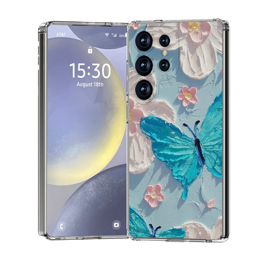 For Samsung Galaxy S25 Ultra 5G IMD Double Piece Simple Fresh Shockproof Phone Case(Blue Butterfly) - Galaxy S25 Ultra 5G Cases by PMC Jewellery | Online Shopping South Africa | PMC Jewellery | Buy Now Pay Later Mobicred