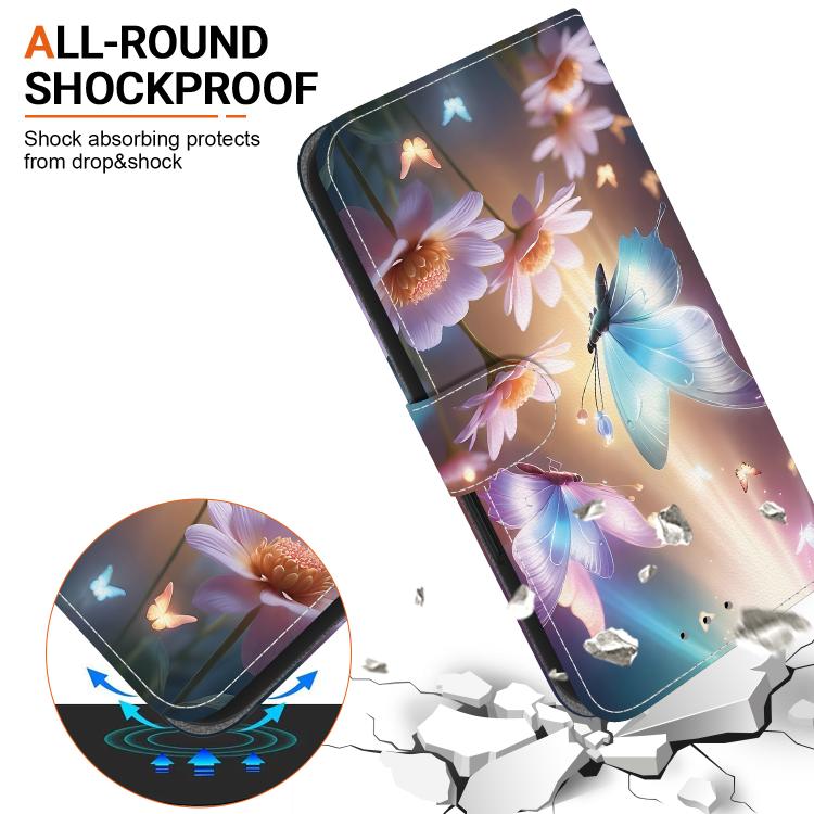 For iPhone 16e Crystal Texture Colored Drawing Leather Phone Case(Butterfly Love Flower) - free shipping - PMC TechLife - Order now!