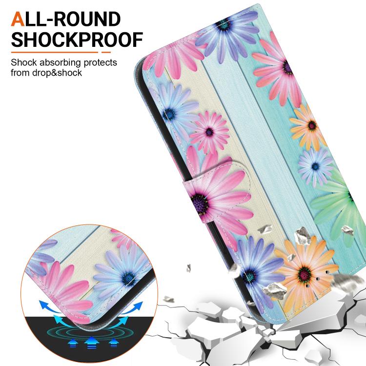 For iPhone 16e Crystal Texture Colored Drawing Leather Phone Case(Sunflowers) - iPhone 16e Cases by PMC TechLife | Online Shopping South Africa | PMC TechLife | Buy Now Pay Later Mobicred