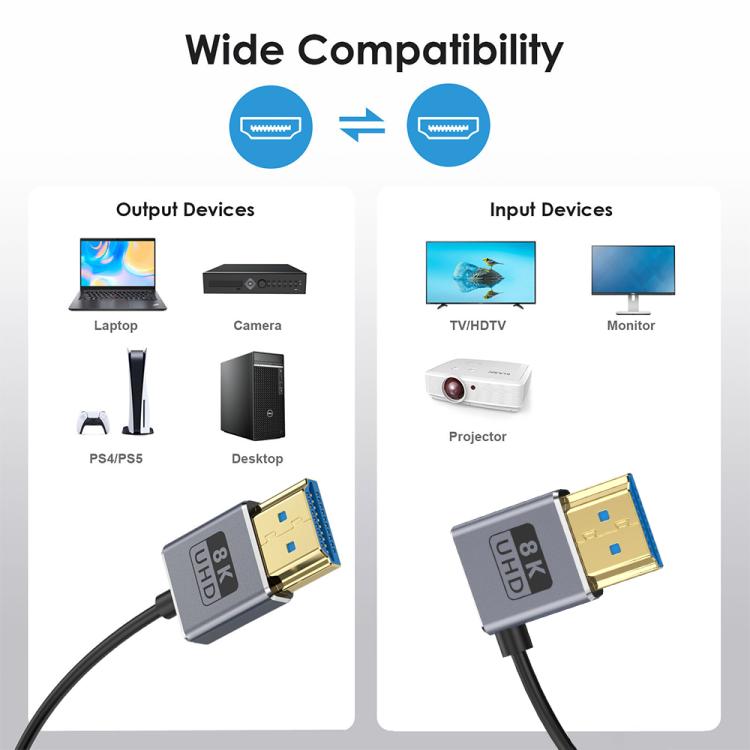 0.7m Coiled Coaxial 8K 48Gbps HDMI 2.1 Cable, Port:Right Bend - Cable by PMC TechLife | Online Shopping South Africa | PMC TechLife | Buy Now Pay Later Mobicred
