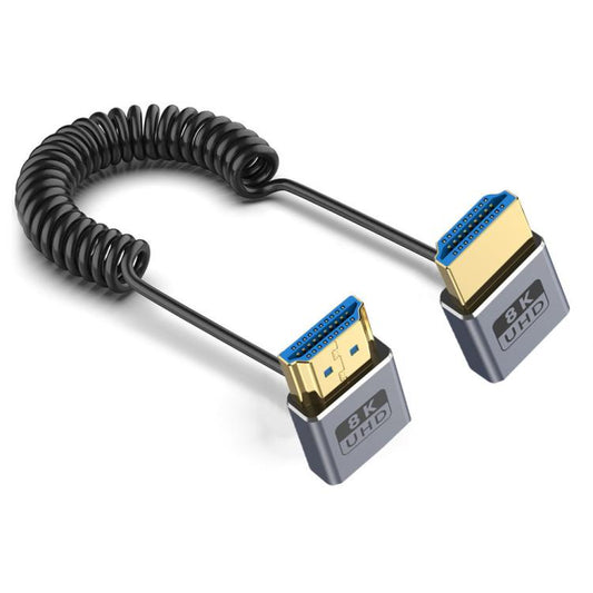 0.7m Coiled Coaxial 8K 48Gbps HDMI 2.1 Cable, Port:Up to Down Elbow - Cable by PMC Jewellery | Online Shopping South Africa | PMC Jewellery | Buy Now Pay Later Mobicred