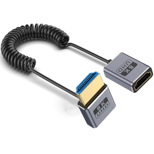 0.7m Coiled Coaxial 8K 48Gbps HDMI 2.1 Cable, Port:Male to Female Up Elbow - Cable by PMC Jewellery | Online Shopping South Africa | PMC Jewellery | Buy Now Pay Later Mobicred