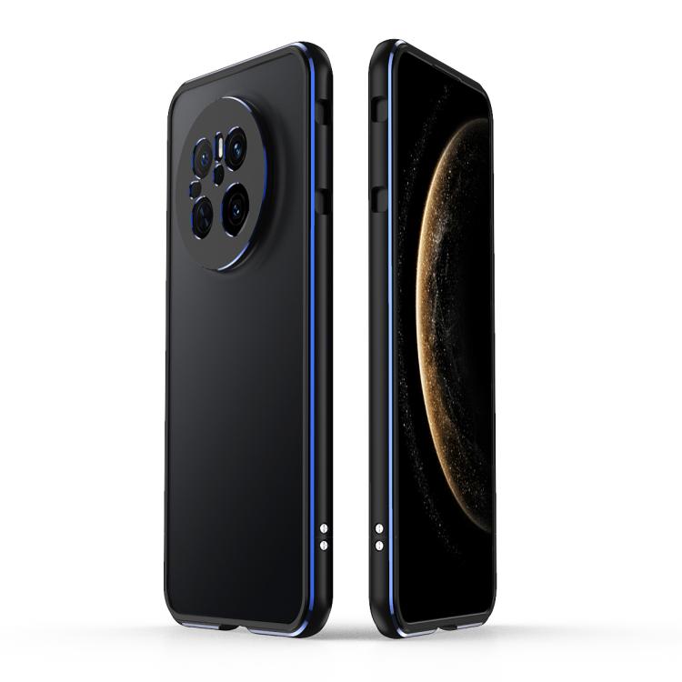 For Huawei Mate 70 Aurora Series Lens Protector + Metal Frame Phone Case(Black Blue) - Huawei Cases by PMC TechLife | Online Shopping South Africa | PMC TechLife | Buy Now Pay Later Mobicred