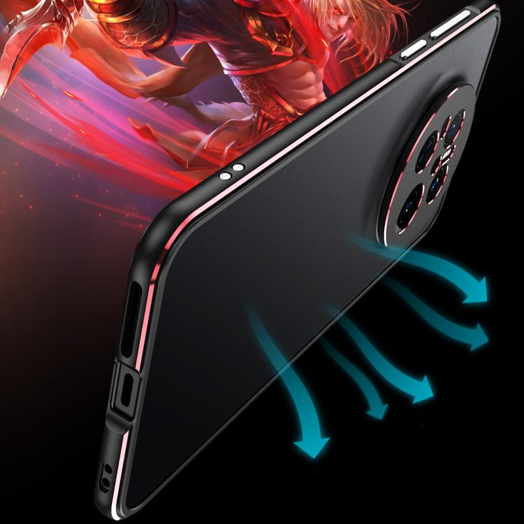 For Huawei Mate 70 Aurora Series Lens Protector + Metal Frame Phone Case(Black Blue) - Huawei Cases by PMC TechLife | Online Shopping South Africa | PMC TechLife | Buy Now Pay Later Mobicred