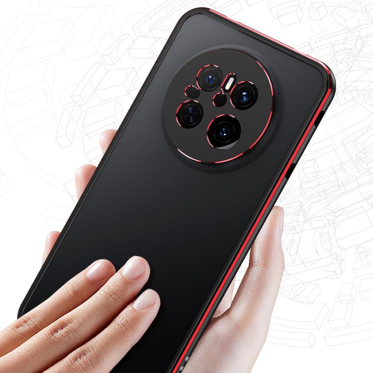 For Huawei Mate 70 Aurora Series Lens Protector + Metal Frame Phone Case(Black Blue) - Huawei Cases by PMC TechLife | Online Shopping South Africa | PMC TechLife | Buy Now Pay Later Mobicred