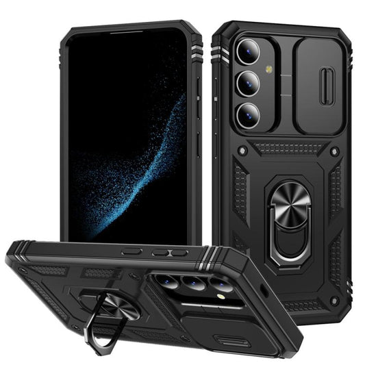 For Samsung Galaxy S25+ 5G Sliding Camshield TPU Hybrid PC Phone Case with Holder(Black) - Galaxy S25+ 5G Cases by PMC Jewellery | Online Shopping South Africa | PMC Jewellery | Buy Now Pay Later Mobicred