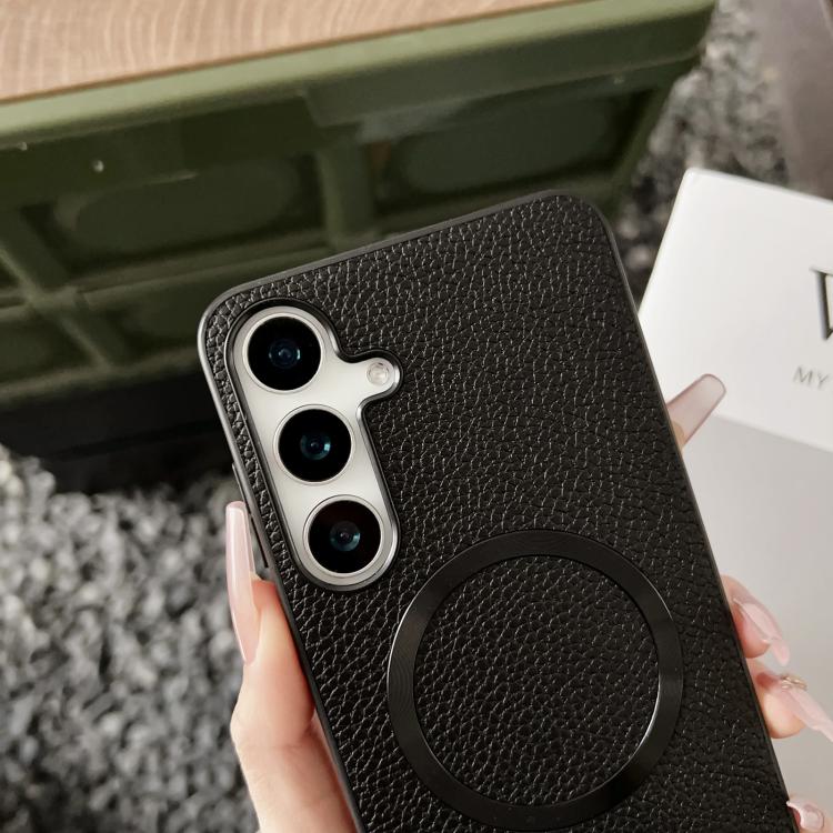 For Samsung Galaxy S25+ 5G CD Magsafe Magnetic Litchi Texture Phone Case(Khaki) - Galaxy S25+ 5G Cases by PMC TechLife | Online Shopping South Africa | PMC TechLife | Buy Now Pay Later Mobicred