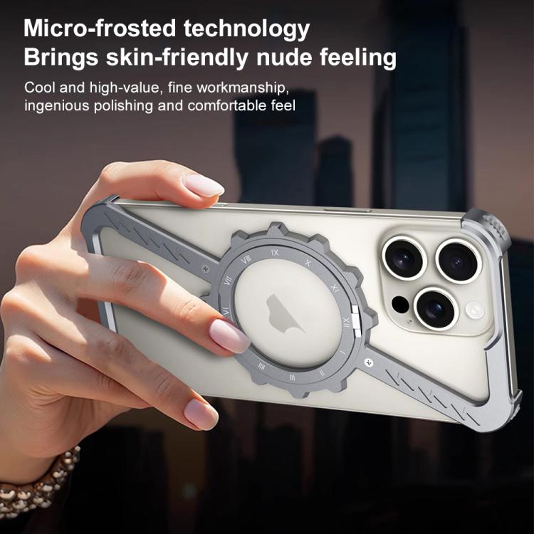 For iPhone 13 Z-shaped Frameless Metal 360 Holder MagSafe Phone Case(Space Grey) - iPhone 13 Cases by PMc TechLife | Online Shopping South Africa | PMc TechLife | Buy Now Pay Later Mobicred