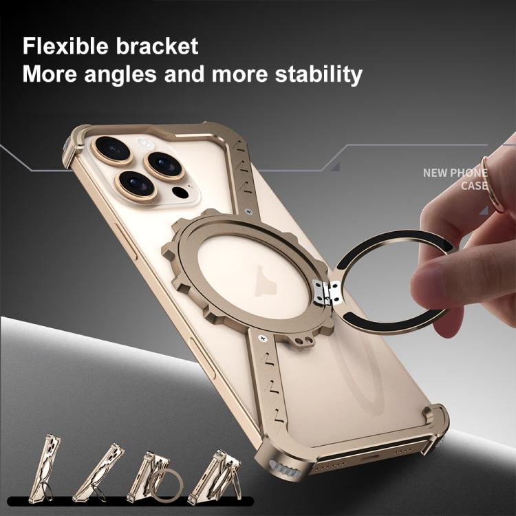 For iPhone 13 Z-shaped Frameless Metal 360 Holder MagSafe Phone Case(Space Grey) - iPhone 13 Cases by PMc TechLife | Online Shopping South Africa | PMc TechLife | Buy Now Pay Later Mobicred