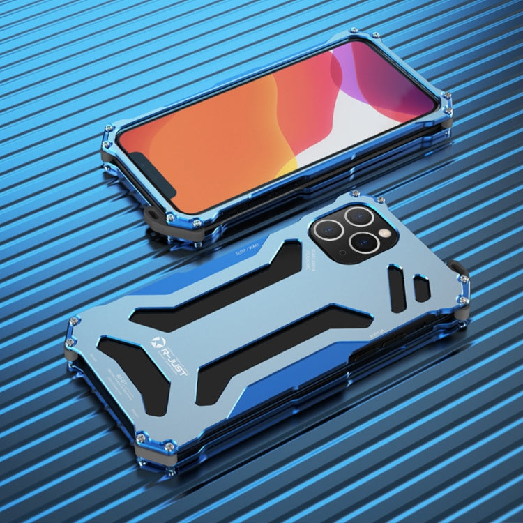 For iPhone 12 / 12 Pro R-JUST Shockproof Armor Metal Protective Case(Blue) - iPhone 12 / 12 Pro Cases by R-JUST | Online Shopping South Africa | PMC TechLife | Buy Now Pay Later Mobicred