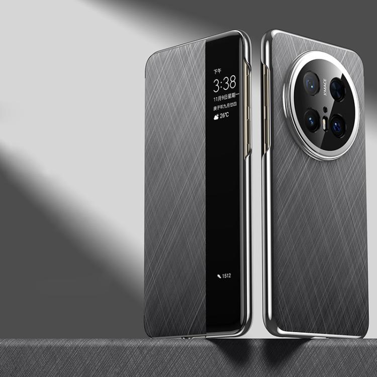 For Huawei Mate 70 Pro / 70 Pro+ Smart View Window Plain Leather Paint PC Phone Case(Grey) - Huawei Cases by PMC TechLife | Online Shopping South Africa | PMC TechLife | Buy Now Pay Later Mobicred