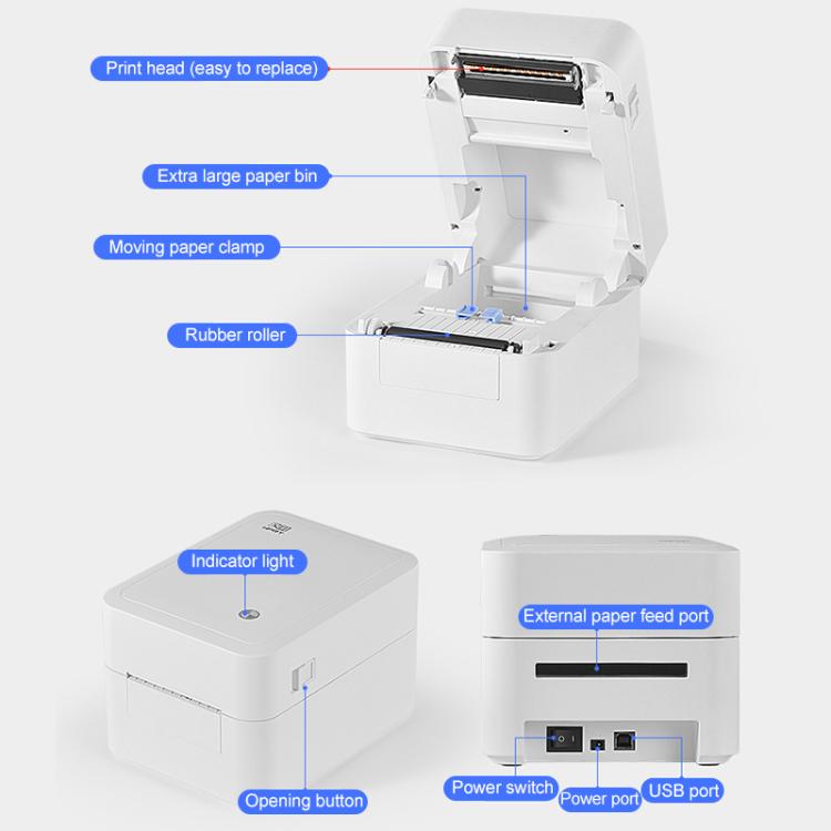 HPRT D35 Bluetooth Version Express Electronic Waybill Printer, Plug:US Plug(White) - Receipt Printers by PMC TechLife | Online Shopping South Africa | PMC TechLife | Buy Now Pay Later Mobicred