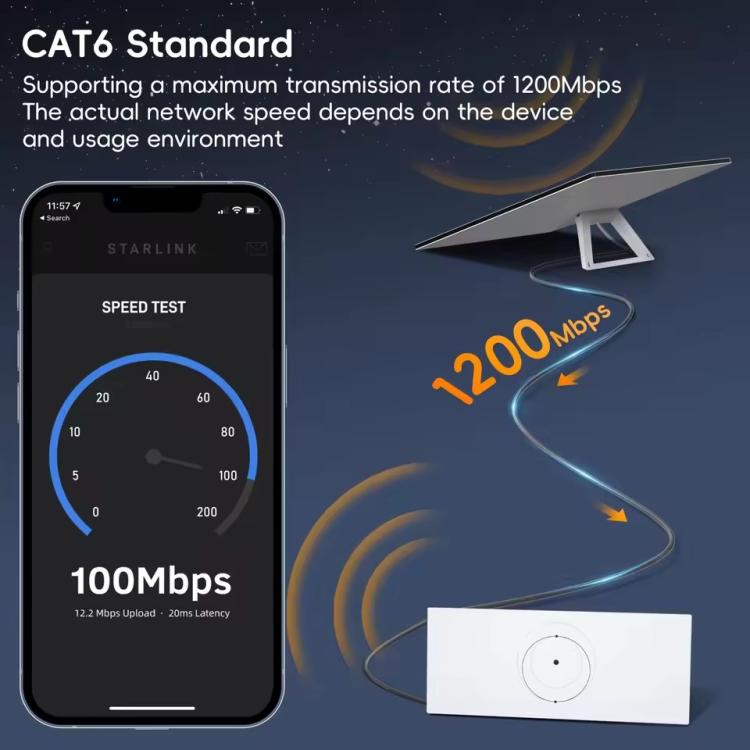 Onten SL301 Starlink Gen3 CAT6 1000Mbps Ethernet Connection Cable, Length:50m(Dark Grey) - free shipping - PMC TechLife - Order now!