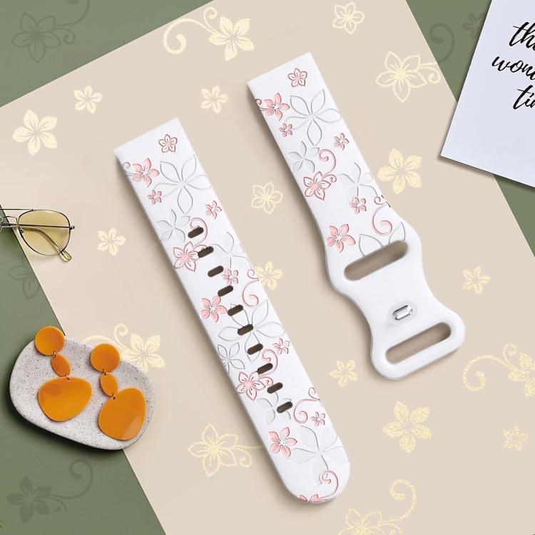 20mm Two Color Bauhinia Embossed Silicone Watch Band(White Pink) - 20mm Bands by PMc TechLife | Online Shopping South Africa | PMc TechLife | Buy Now Pay Later Mobicred