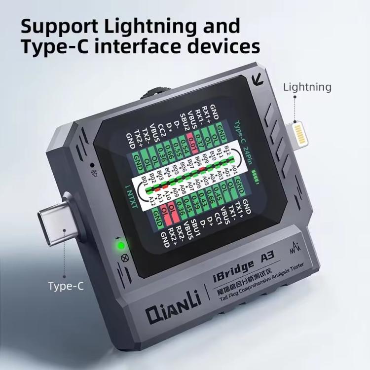Qianli iBridge A3 Tail Plug Comprehensive Analysis Tester for Lightning & Type-C Interface Devices - free shipping - PMC TechLife - Order now!