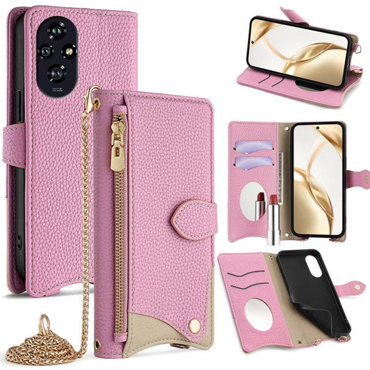 For Honor 200 Crossbody Chain Fishtail Litchi Leather Phone Case(Pink) - Honor Cases by PMC Jewellery | Online Shopping South Africa | PMC Jewellery | Buy Now Pay Later Mobicred