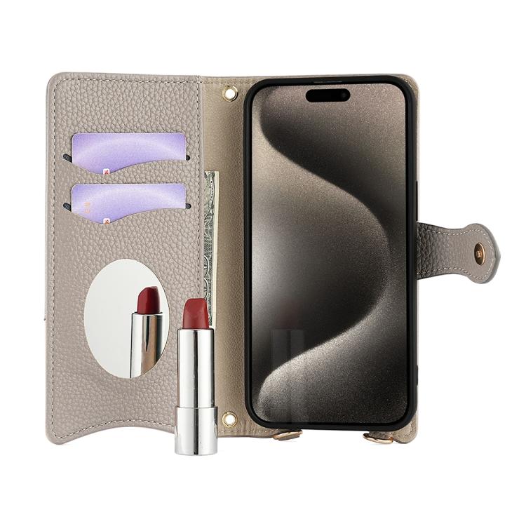 For Sharp Aquos wish4 Crossbody Chain Fishtail Litchi Leather Phone Case(Grey) - More Brand by PMC TechLife | Online Shopping South Africa | PMC TechLife | Buy Now Pay Later Mobicred