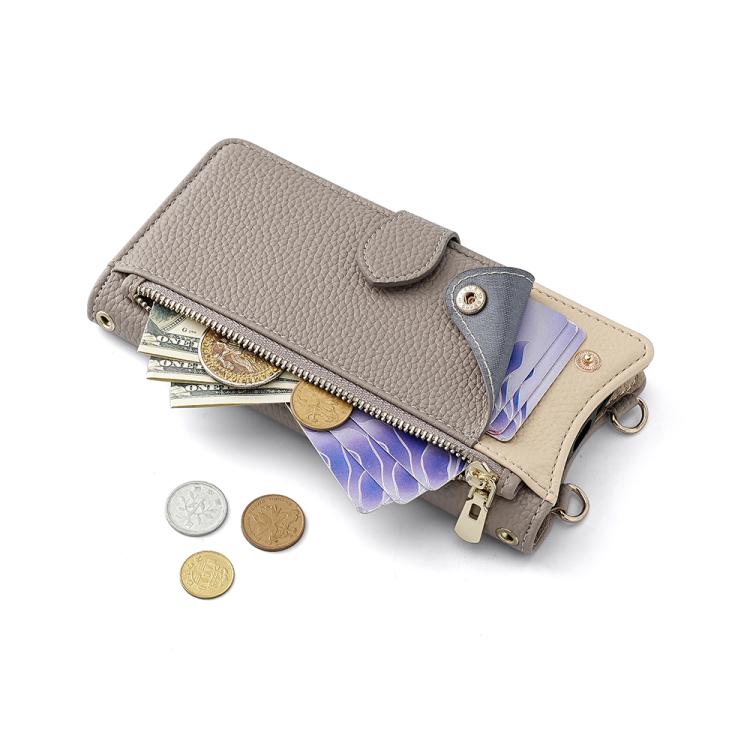 For Sharp Aquos wish4 Crossbody Chain Fishtail Litchi Leather Phone Case(Grey) - More Brand by PMC TechLife | Online Shopping South Africa | PMC TechLife | Buy Now Pay Later Mobicred
