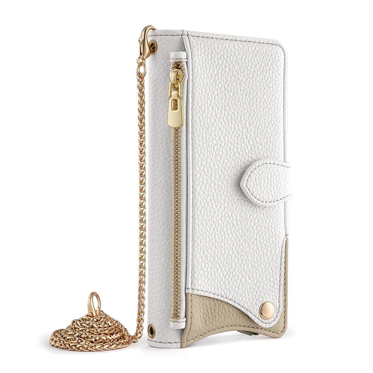 For Google Pixel 6a Crossbody Chain Fishtail Litchi Leather Phone Case(White) - Google Cases by PMC TechLife | Online Shopping South Africa | PMC TechLife | Buy Now Pay Later Mobicred