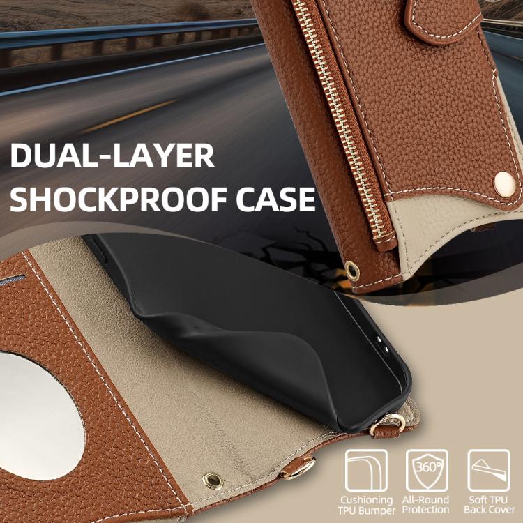For Google Pixel 8 Crossbody Chain Fishtail Litchi Leather Phone Case(Brown) - Google Cases by PMC TechLife | Online Shopping South Africa | PMC TechLife | Buy Now Pay Later Mobicred