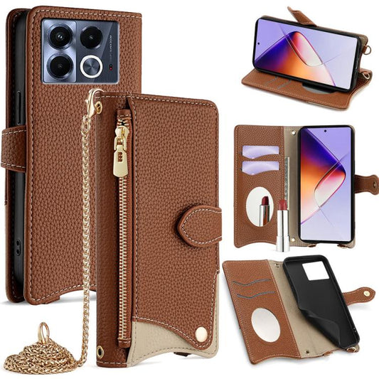 For Infinix Note 40 5G Crossbody Chain Fishtail Litchi Leather Phone Case(Brown) - Infinix Cases by PMC Jewellery | Online Shopping South Africa | PMC Jewellery | Buy Now Pay Later Mobicred