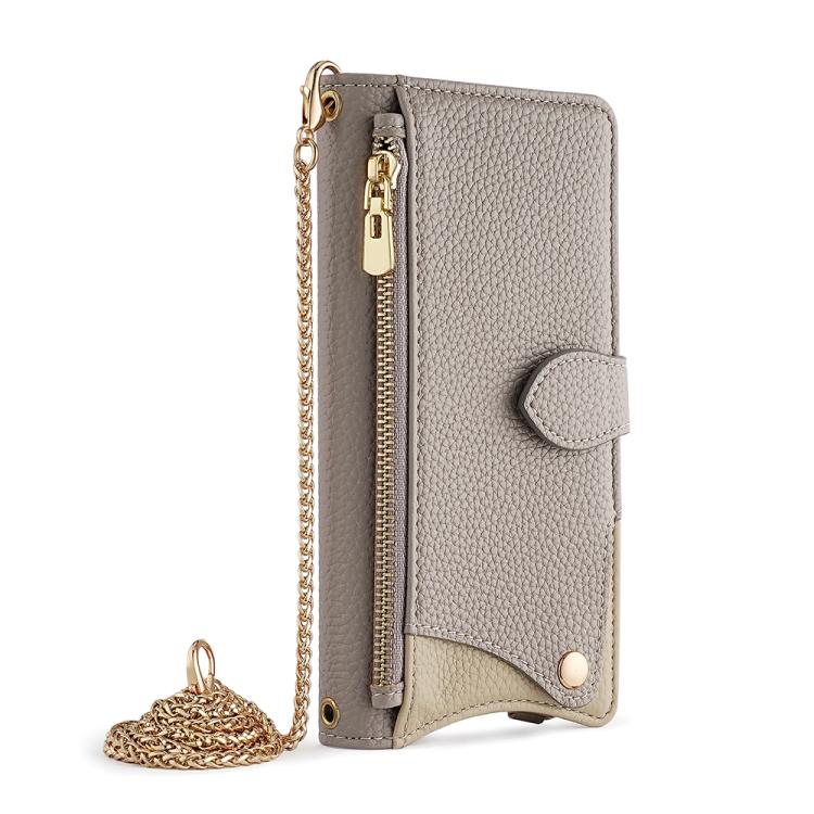 For Tecno Camon 30 Pro Crossbody Chain Fishtail Litchi Leather Phone Case(Grey) - Tecno Cases by PMC TechLife | Online Shopping South Africa | PMC TechLife | Buy Now Pay Later Mobicred